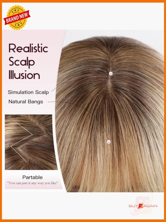 100% Human Hair Shoulder Length Bob Wig with Bangs, Breathable Cap, Daily Wear main image 5